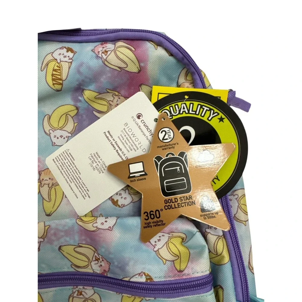 Bioworld Bananya Backpack NWT School Travel Bag Casual Daypack Anime Cat Reflect
